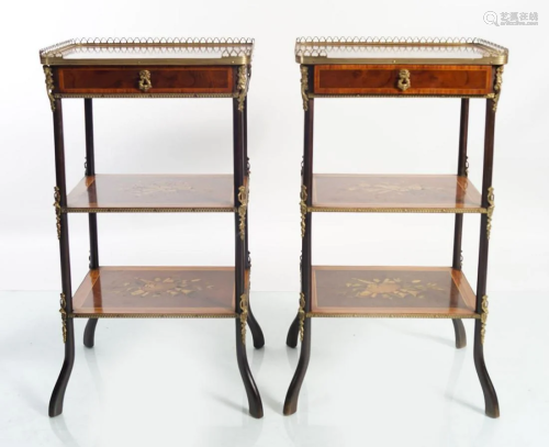PAIR OF 19TH-CENTURY MARQUETRY ETAGERES