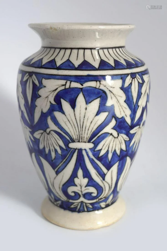 DELHI POTTERY SMALL BLUE AND WHITE VASE