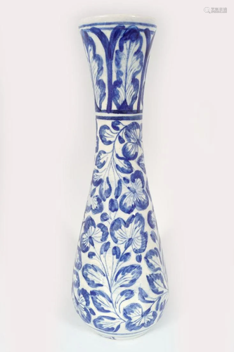 DELHI POTTERY BLUE AND WHITE VASE