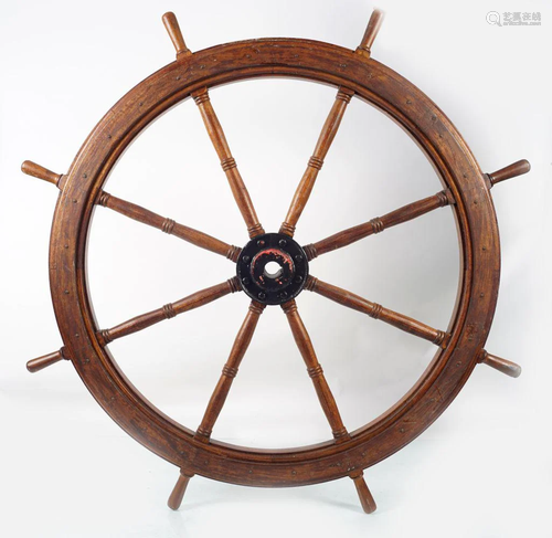 LARGE 19TH-CENTURY SHIP'S WHEEL