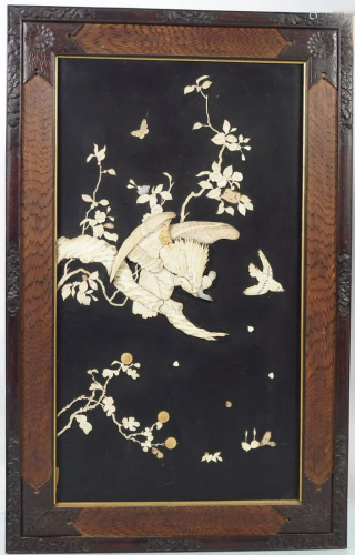 19TH-CENTURY JAPANESE LACQUERED AND IVORY PANEL