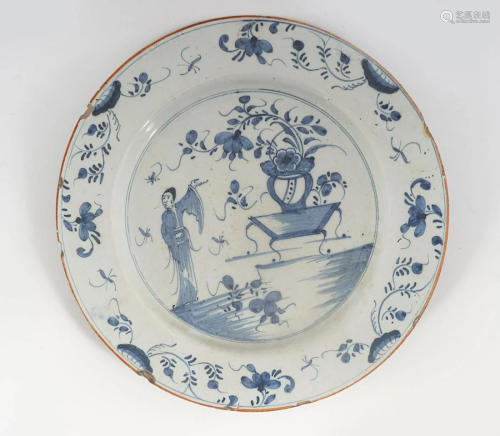 18TH-CENTURY DUTCH DELFT BLUE AND WHITE CHARGER