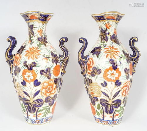 PAIR OF CROWN DERBY STYLE VASES