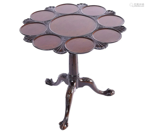 IRISH 18TH-CENTURY MAHOGANY SNAP TOP SILVER TABLE