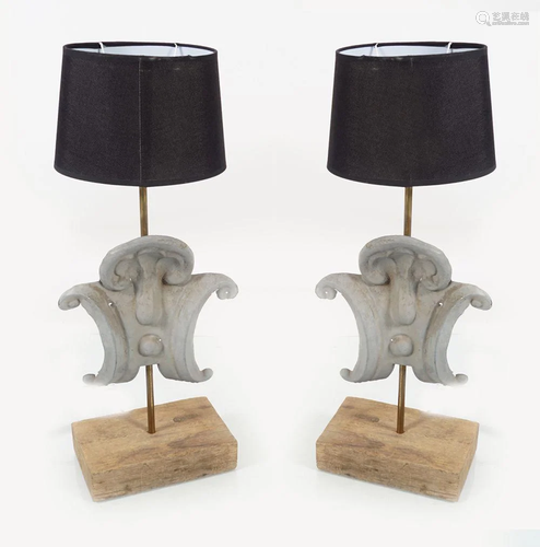 PAIR OF DESIGNER ARMORIAL LAMPS