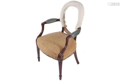 HEPPLEWHITE OPEN ARMED ELBOW CHAIR, circa 1790