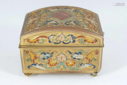 19TH-CENTURY ORMOLU & CHAMPLEVÃ‰ ENAMELLED CASKET