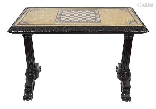 IRISH 19TH-CENTURY EBONY & MARBLE TABLE