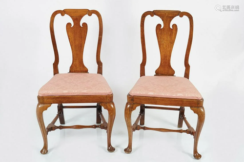 PAIR OF GEORGE I PERIOD WALNUT CHAIRS