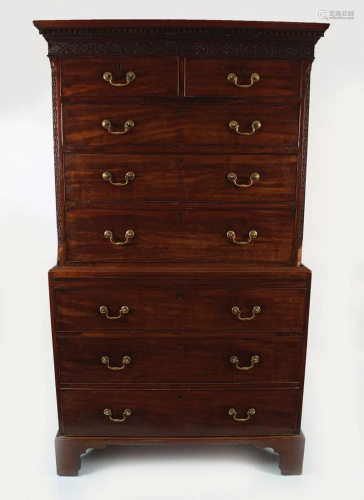 GEORGE III PERIOD MAHOGANY CHEST-ON-CHEST