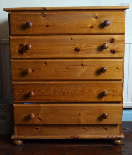 PINE CHEST OF 5 DRAWERS