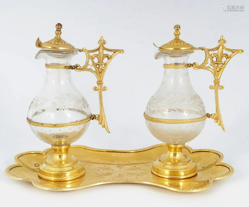 19TH-CENTURY ORMOLU AND CRYSTAL LIQUEUR SET