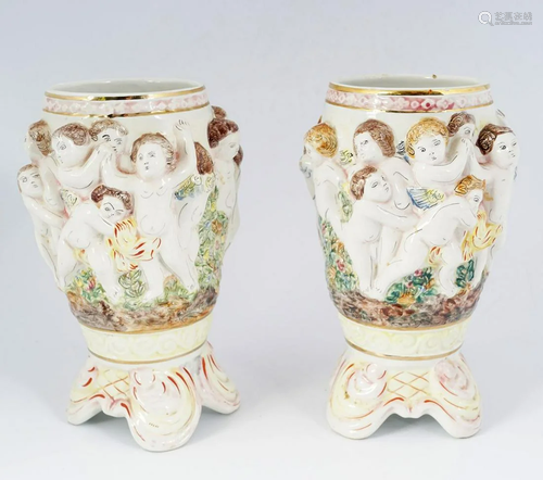 PAIR OF CAPODIMONTE VASES