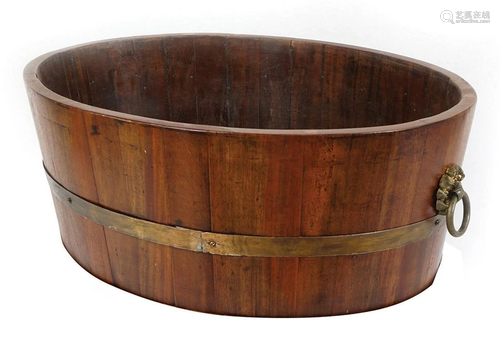 19TH-CENTURY MAHOGANY & BRASS BOUND LOG BARREL