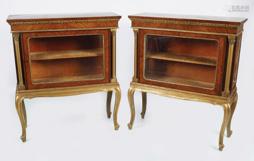 PAIR 19TH-CENTURY KINGWOOD & PARCEL GILT CABINETS