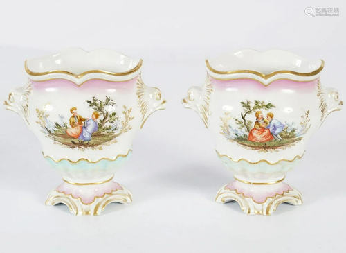 PAIR OF 19TH-CENTURY DRESDEN VASES