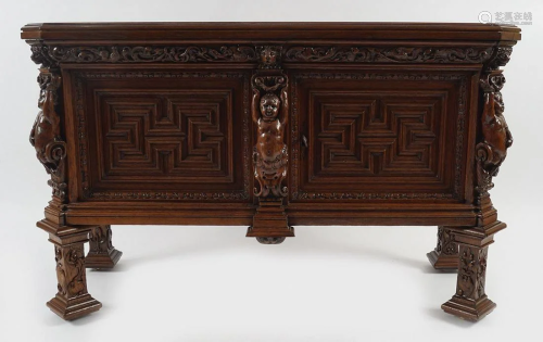 19TH-CENTURY CARVED OAK HALL CABINET
