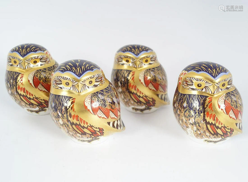 GROUP OF 4 ROYAL CROWN DERBY OWLS