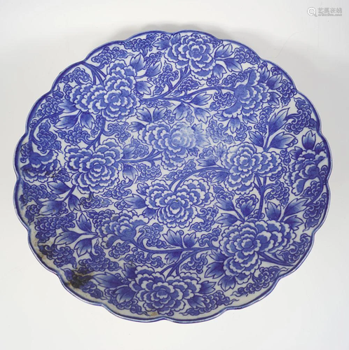 19TH-CENTURY JAPANESE BLUE AND WHITE CHARGER