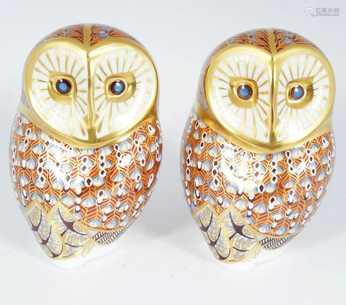 PAIR OF ROYAL CROWN DERBY OWLS