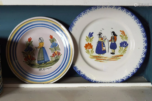 PAIR QUIMPER POLYCHROME PLATES