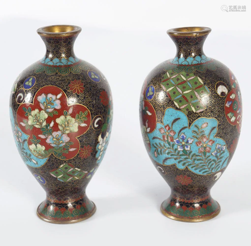 PAIR OF NINETEENTH-CENTURY CLOISONNE VASES