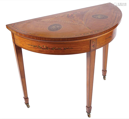 EDWARDIAN SATINWOOD & PAINTED SIDE TABLE