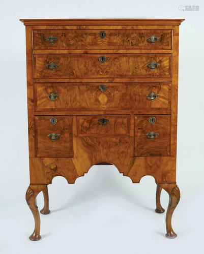 EDWARDIAN BURR WALNUT TALLBOY