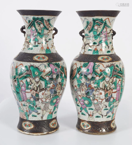 PAIR OF19TH-CENTURY CHINESE CRACKLEGLAZE VASES