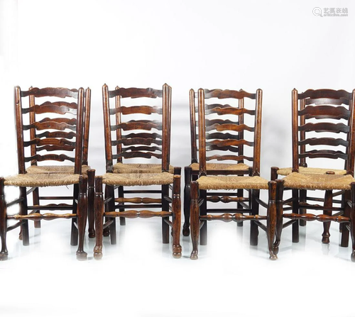 HARLEQUIN SET OF 8 19TH-CENTURY OAK CHAIRS