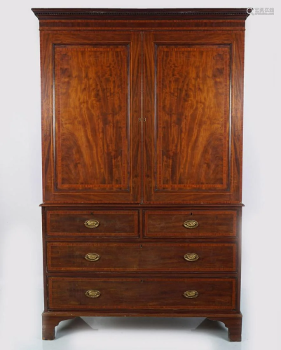 19TH-CENTURY MAHOGANY AND SATINWOOD BLANKET CHEST