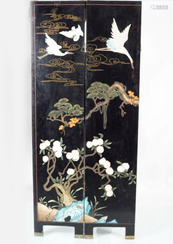 CHINESE QING 4 FOLD LACQUERED SCREEN