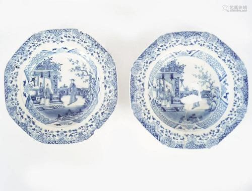 TWO 18TH -CENTURY BLUE AND WHITE PLATES