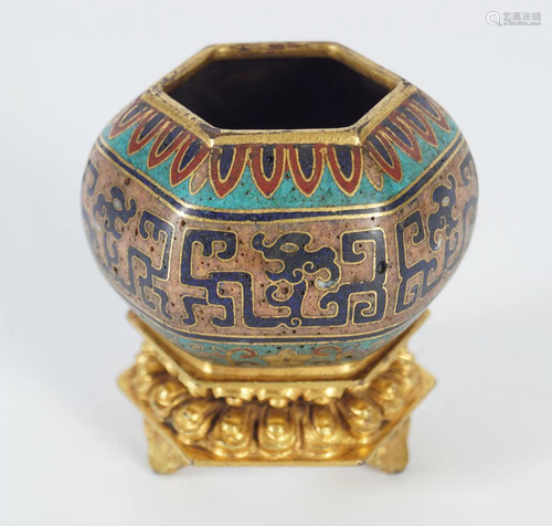 CHINESE CLOISONNE ENAMEL WATER POT