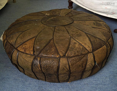 19TH-CENTURY LEATHER POUFFE