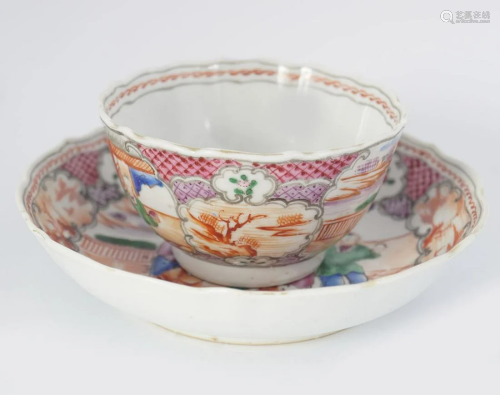 18TH-CENTURY CHINESE FAMILLE ROSE CUP AND SAUCER