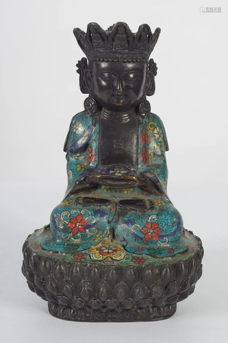 CHINESE QING CLOISONNE BUDDHA