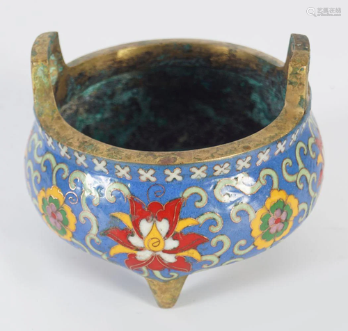 CHINESE BRONZE AND ENAMELLED CENSER