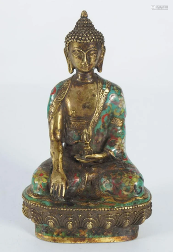 CHINESE QING CLOISONNE BUDDHA