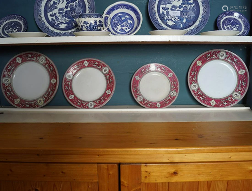 SET OF 4 19TH-CENTURY POLYCHROME PLATES