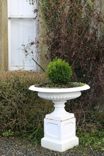 PAIR OF LARGE 19TH-CENTURY CAST IRON GARDEN URNS