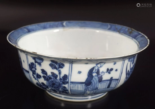 CHINESE QING PERIOD BLUE AND WHITE BOWL