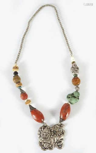 AMBER AND TURQUOISE NECKLACE