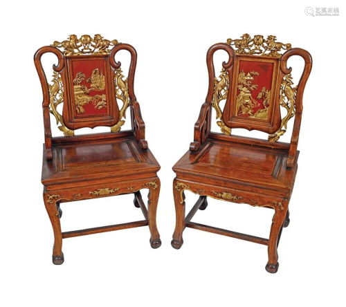 PAIR CHINESE QING PERIOD CEREMONIAL HALL CHAIRS