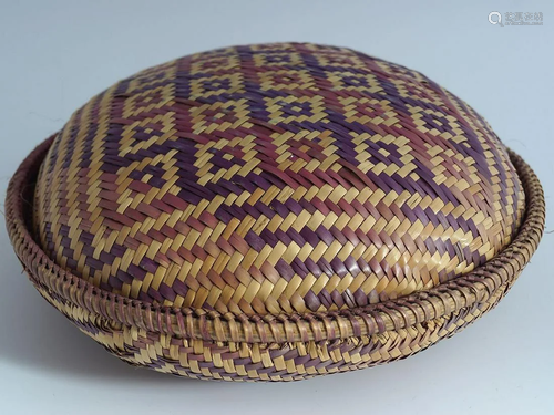 VINTAGE BHUTANESE STORAGE BASKET