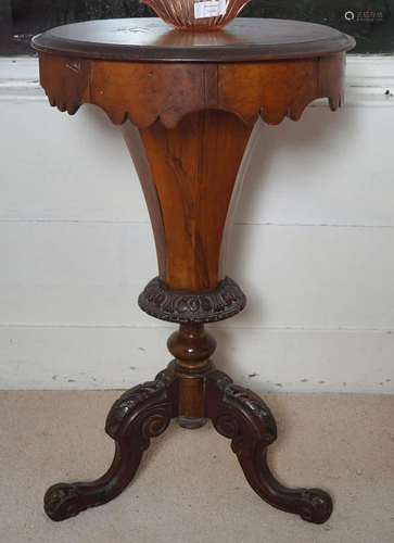 VICTORIAN WALNUT AND MARQUETRY WORK TABLE