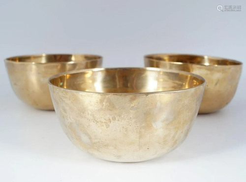 SET OF 3 INDIAN BRASS SINGING BOWLS