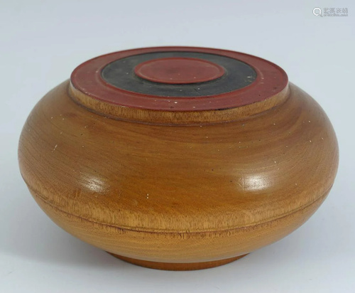 BHUTANESE WOODEN BOWL AND COVER