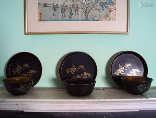 GROUP OF 3 JAPANESE LACQUERED BOWLS