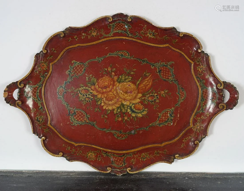 19TH-CENTURY VENETIAN PAINTED WOOD TRAY